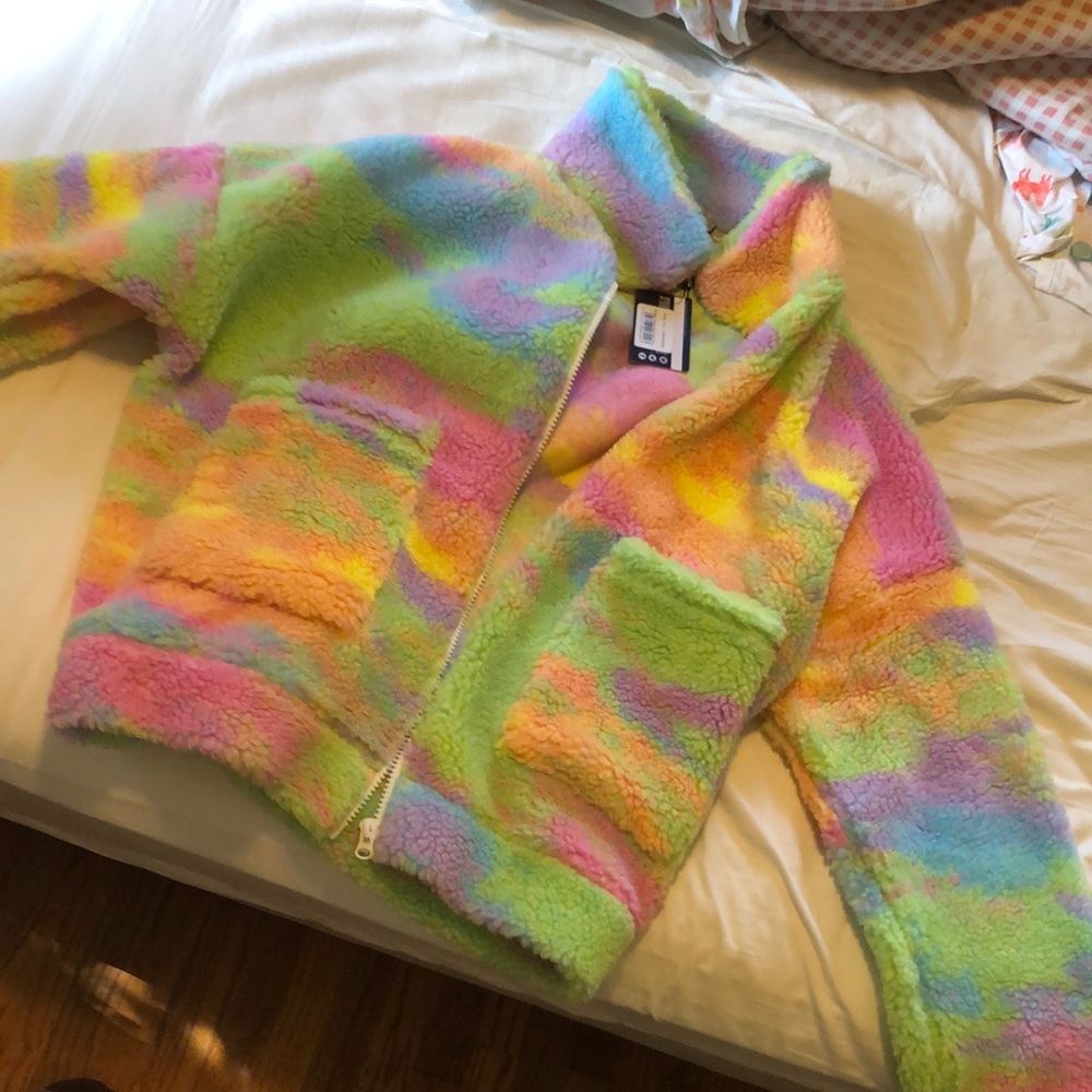 Jaded London Rainbow Pastel Teddy Oversized Fleece
